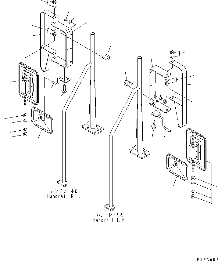Komatsu parts book diagram for HM400-1L S/N A10001-UP: SIDE MIRROR (ADDITIONAL SIDE MIRROR)
