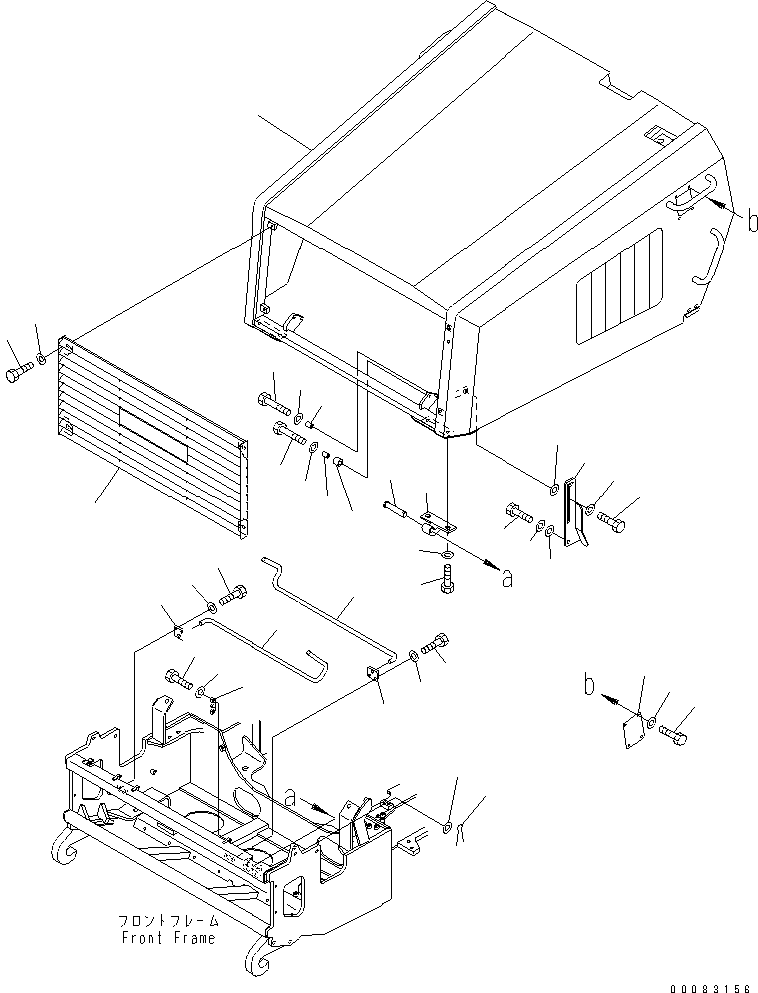 Komatsu parts book diagram for HM400-1L S/N A10001-UP: ENGINE HOOD AND RELATED PARTS (1/2)