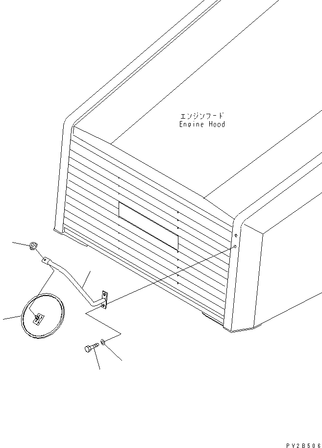 Komatsu parts book diagram for HM400-1L S/N A10001-UP: ENGINE HOOD (FRONT UNDER MIRROR)