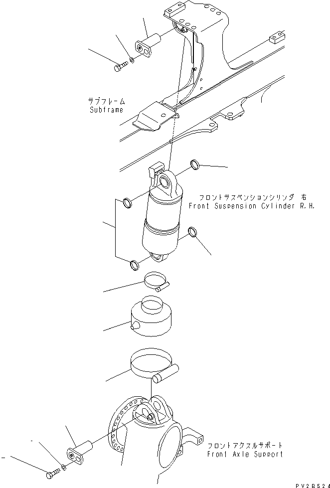 Komatsu parts book diagram for HM400-1L S/N A10001-UP: FRONT SUSPENSION (R.H.) (MOUNTING PARTS)