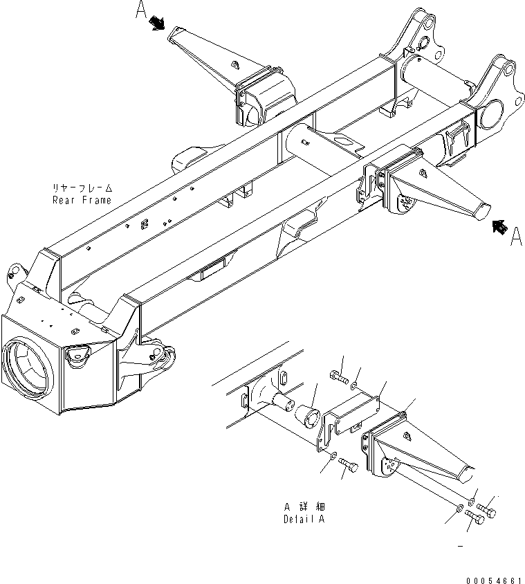 Komatsu parts book diagram for HM400-1L S/N A10001-UP: REAR SUSPENSION (EQUALIZER BAR MOUNTING PARTS) (FOR NEW TAIL GATE)