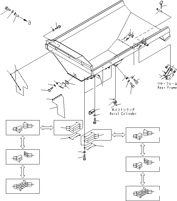 Komatsu parts book diagram for HM400-1L S/N A10001-UP: BODY (ACCESSORY AND PARTS) (WITH BODY HEATING)
