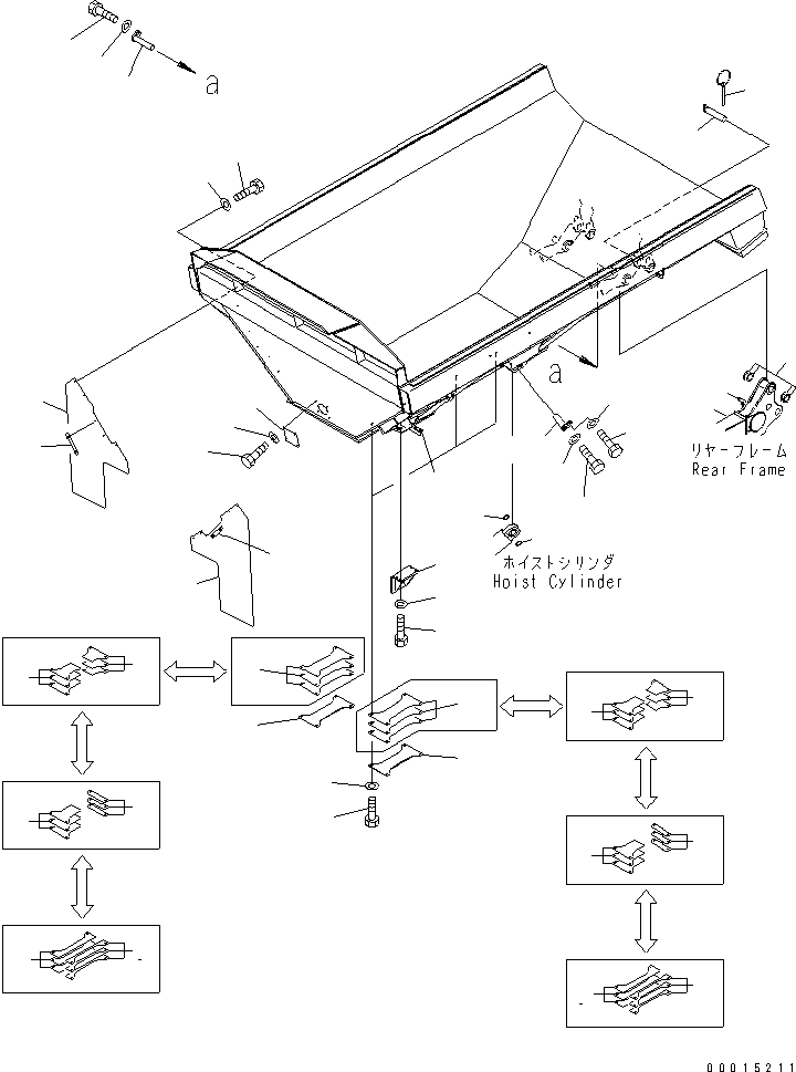Komatsu parts book diagram for HM400-1L S/N A10001-UP: BODY (ACCESSORY AND PARTS) (WITHOUT BODY HEATING)