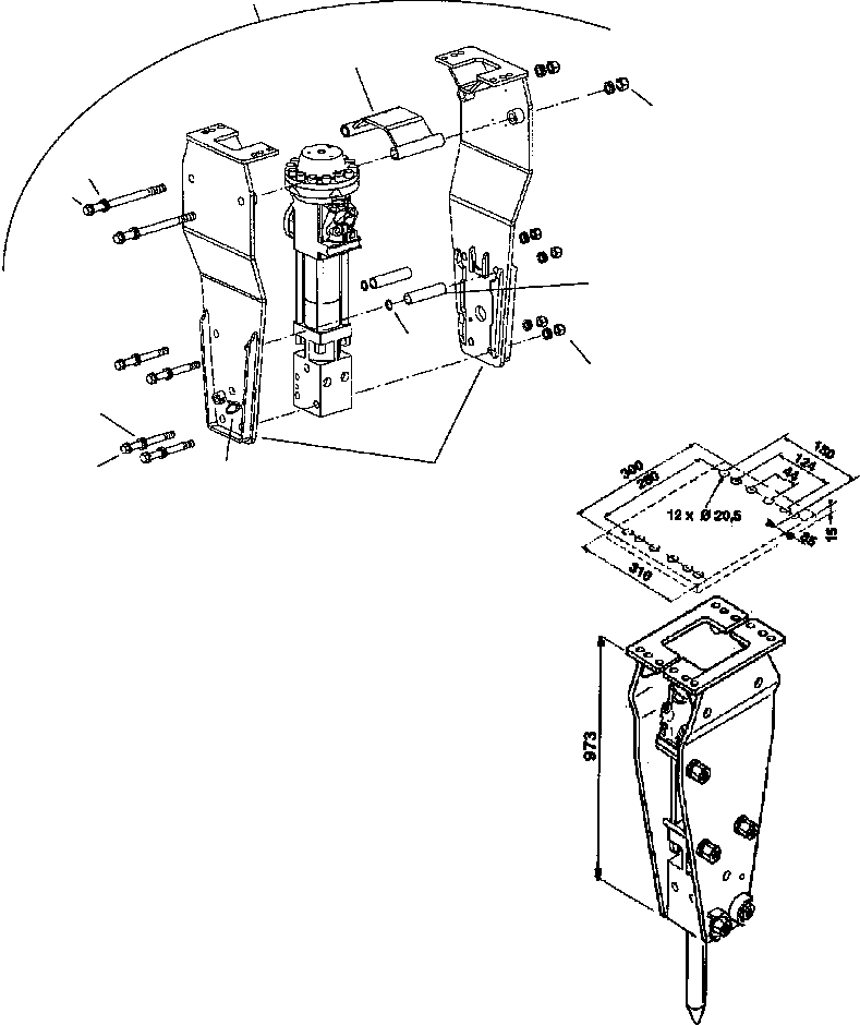Hydraulic Brakers Komatsu / JPB210 HYDRAULIC BREAKER S/N ALL(JPB210) / TOP MOUNT OPTION(010 : 010)