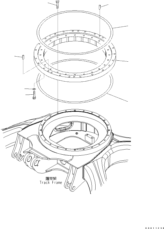 Komatsu parts book diagram for PC57-7 S/N DJB10001-up: SWING CIRCLE