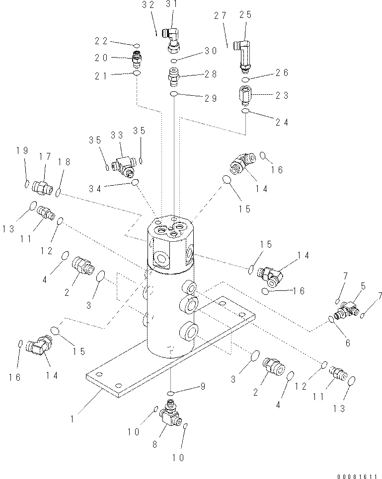 Komatsu parts book diagram for PC57-7 S/N DJB10001-up: SWIVEL JOINT AND RELATED PARTS