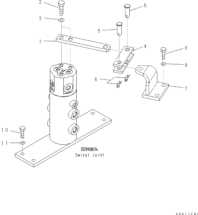 Komatsu parts book diagram for PC57-7 S/N DJB10001-up: SWIVEL JOINT MOUNT