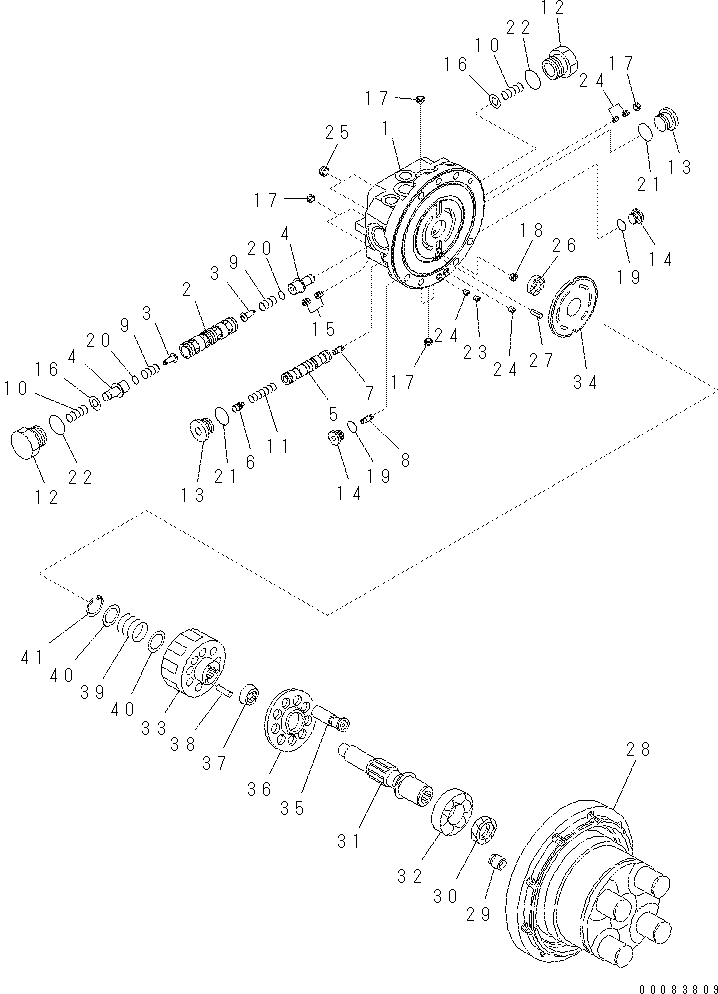 Komatsu parts book diagram for PC57-7 S/N DJB10001-up: TRAVEL MOTOR (HYDRAULIC MOTOR 1/2) (2/3)