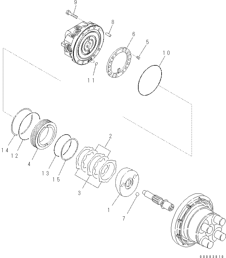 Komatsu parts book diagram for PC57-7 S/N DJB10001-up: TRAVEL MOTOR (HYDRAULIC MOTOR 2/2) (3/3)
