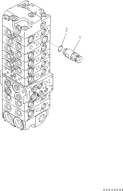 Komatsu parts book diagram for PC57-7 S/N DJB10001-up: MAIN VALVE (8-VALVE) (18/22)(#DJB04671-)