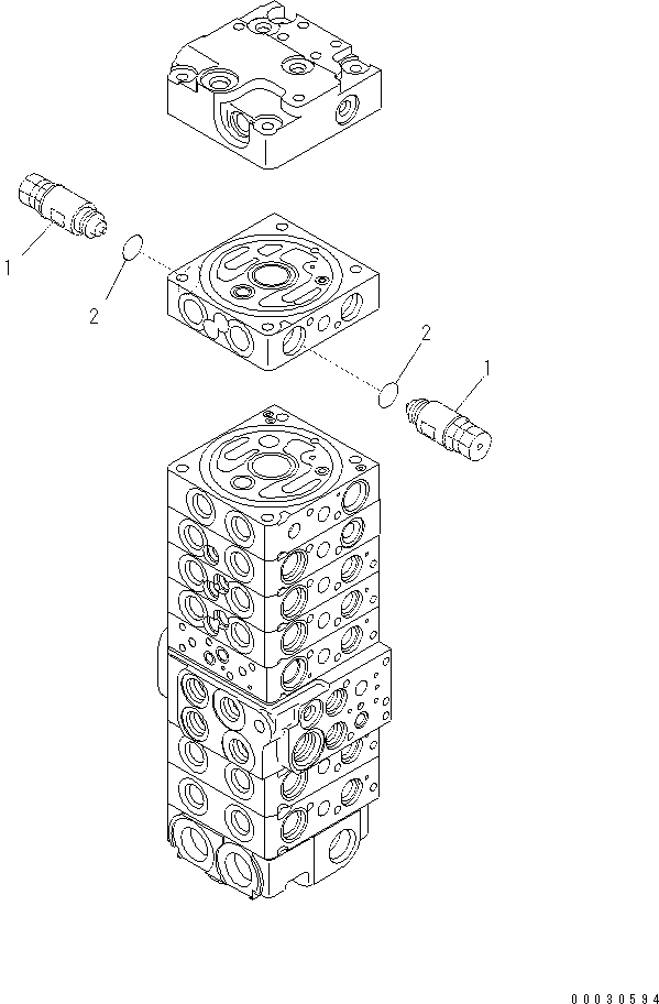 Komatsu parts book diagram for PC57-7 S/N DJB10001-up: MAIN VALVE (8-VALVE) (22/22)(#DJB04671-)