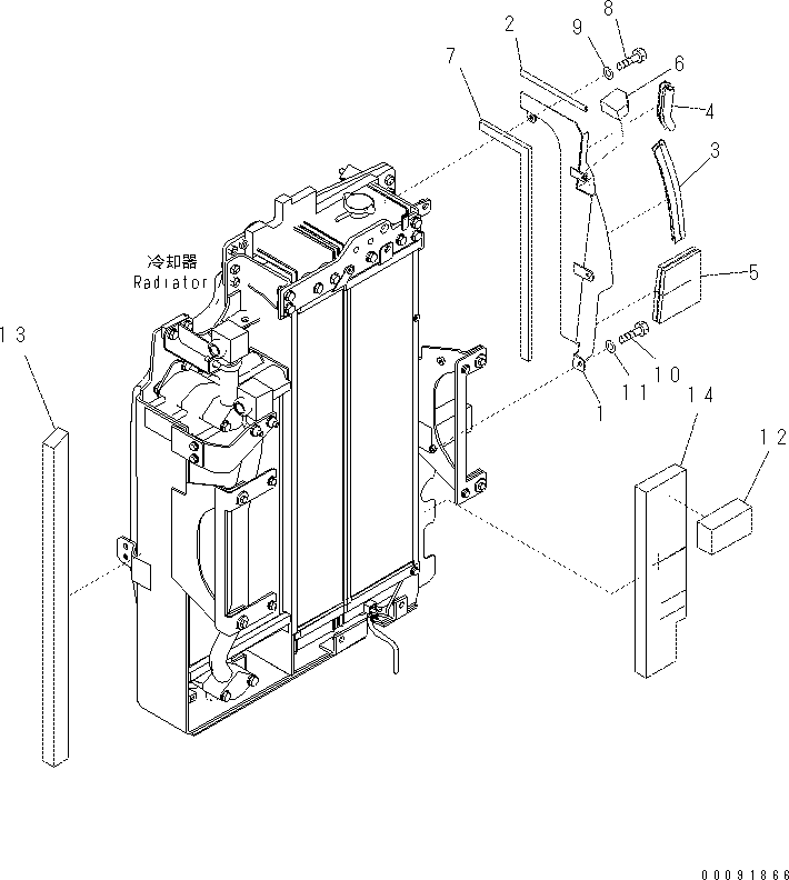 Komatsu parts book diagram for PC60-8 S/N DJA20001-up: COOLING (SEAL PLATE)