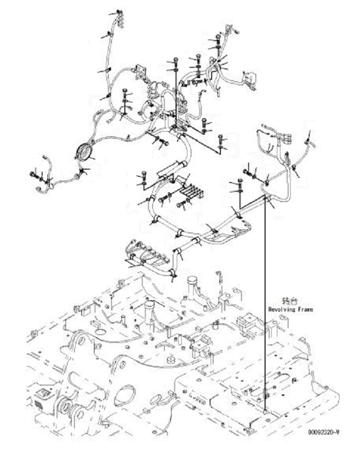 Komatsu parts book diagram for PC60-8 S/N DJA20001-up: ELECTRIC WIRING (MAIN HARNESS) (CLIP) (1/3)