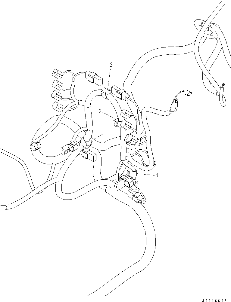 Komatsu parts book diagram for PC60-8 S/N DJA20001-up: ELECTRIC WIRING (MAIN HARNESS) (CLIP) (3/3)