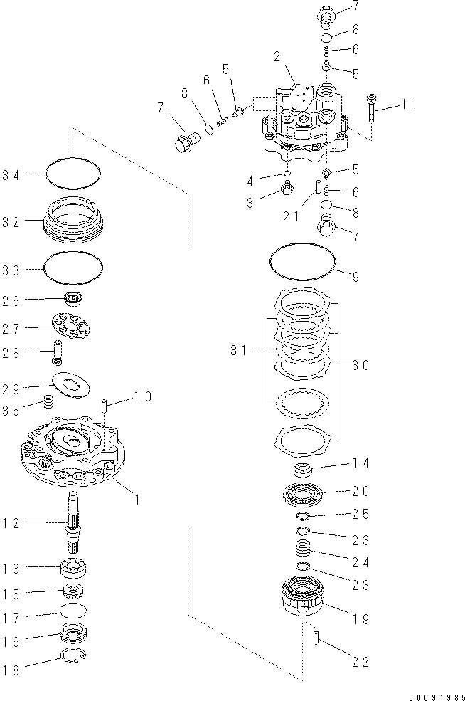 Komatsu parts book diagram for PC60-8 S/N DJA20001-up: SWING MOTOR (1/3)