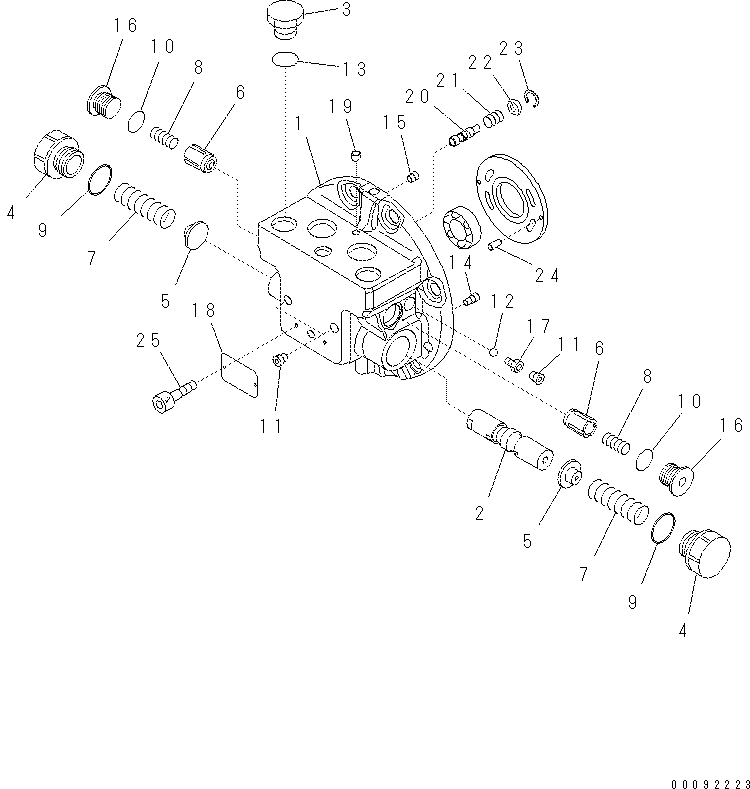 Komatsu parts book diagram for PC60-8 S/N DJA20001-up: TRAVEL M0TOR (1/3)