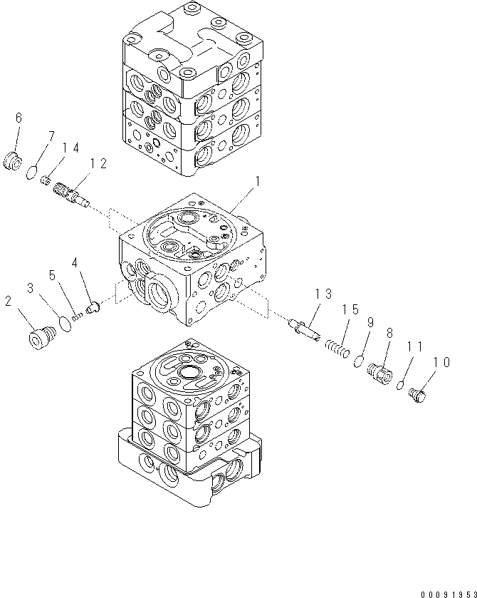 Komatsu parts book diagram for PC60-8 S/N DJA20001-up: MAIN VALVE (6-VALVE) (5/16)