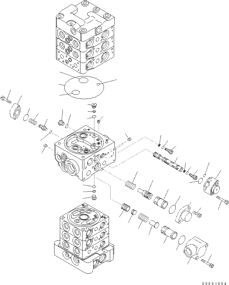 Komatsu parts book diagram for PC60-8 S/N DJA20001-up: MAIN VALVE (6-VALVE) (6/16)