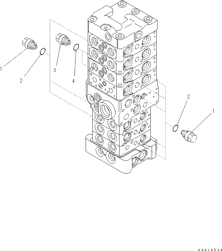 Komatsu parts book diagram for PC60-8 S/N DJA20001-up: MAIN VALVE (7-VALVE) (13/18)