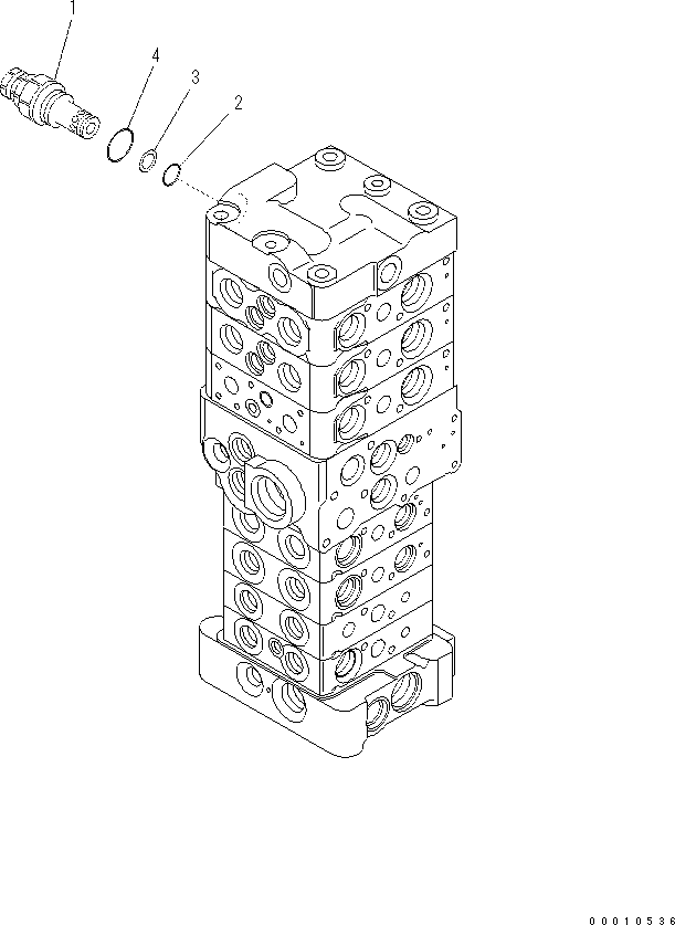 Komatsu parts book diagram for PC60-8 S/N DJA20001-up: MAIN VALVE (7-VALVE) (11/18) (WITH BLADE)