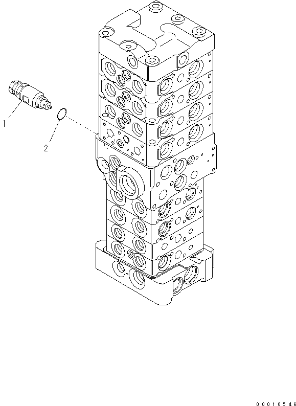 Komatsu parts book diagram for PC60-8 S/N DJA20001-up: MAIN VALVE (8-VALVE) (12/20) (ATTACHMENT AND WITH BLADE)