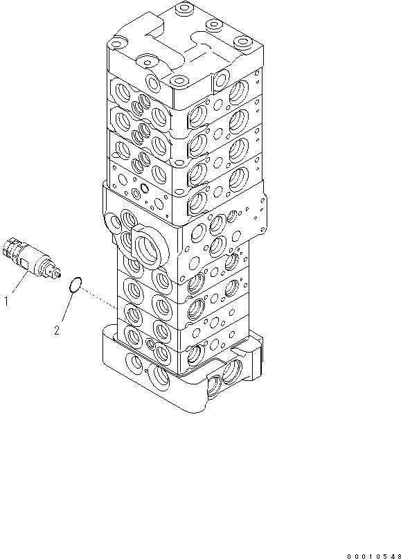 Komatsu parts book diagram for PC60-8 S/N DJA20001-up: MAIN VALVE (8-VALVE) (14/20) (ATTACHMENT AND WITH BLADE)