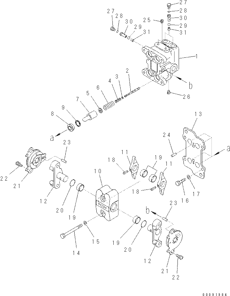 Komatsu parts book diagram for PC60-8 S/N DJA20001-up: PPC VALVE (FOR TRAVEL)