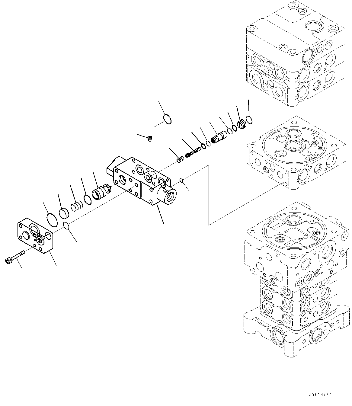 Excavators Komatsu / PC110-8M0 S/N DJD10001-up(KC_EB009) / CONTROL VALVE (WITHOUT 1-ADDITIONAL ACTUATOR PIPING, ACCUMULATOR) (6-SPOOL) (18/24)(|H00065 : |H00065)
