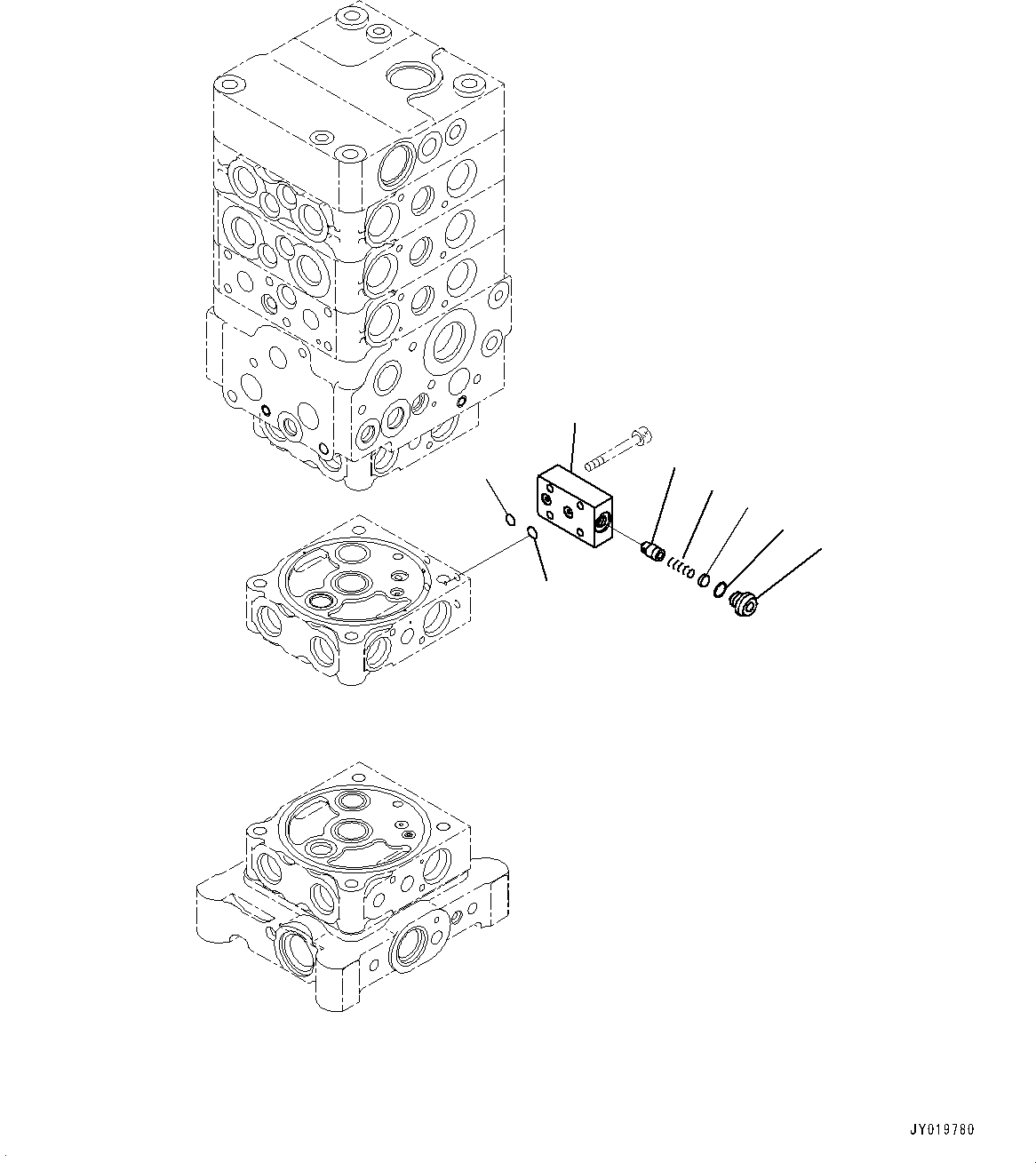 Excavators Komatsu / PC110-8M0 S/N DJD10001-up(KC_EB009) / CONTROL VALVE (WITHOUT 1-ADDITIONAL ACTUATOR PIPING, ACCUMULATOR) (6-SPOOL) (21/24)(|H00068 : |H00068)