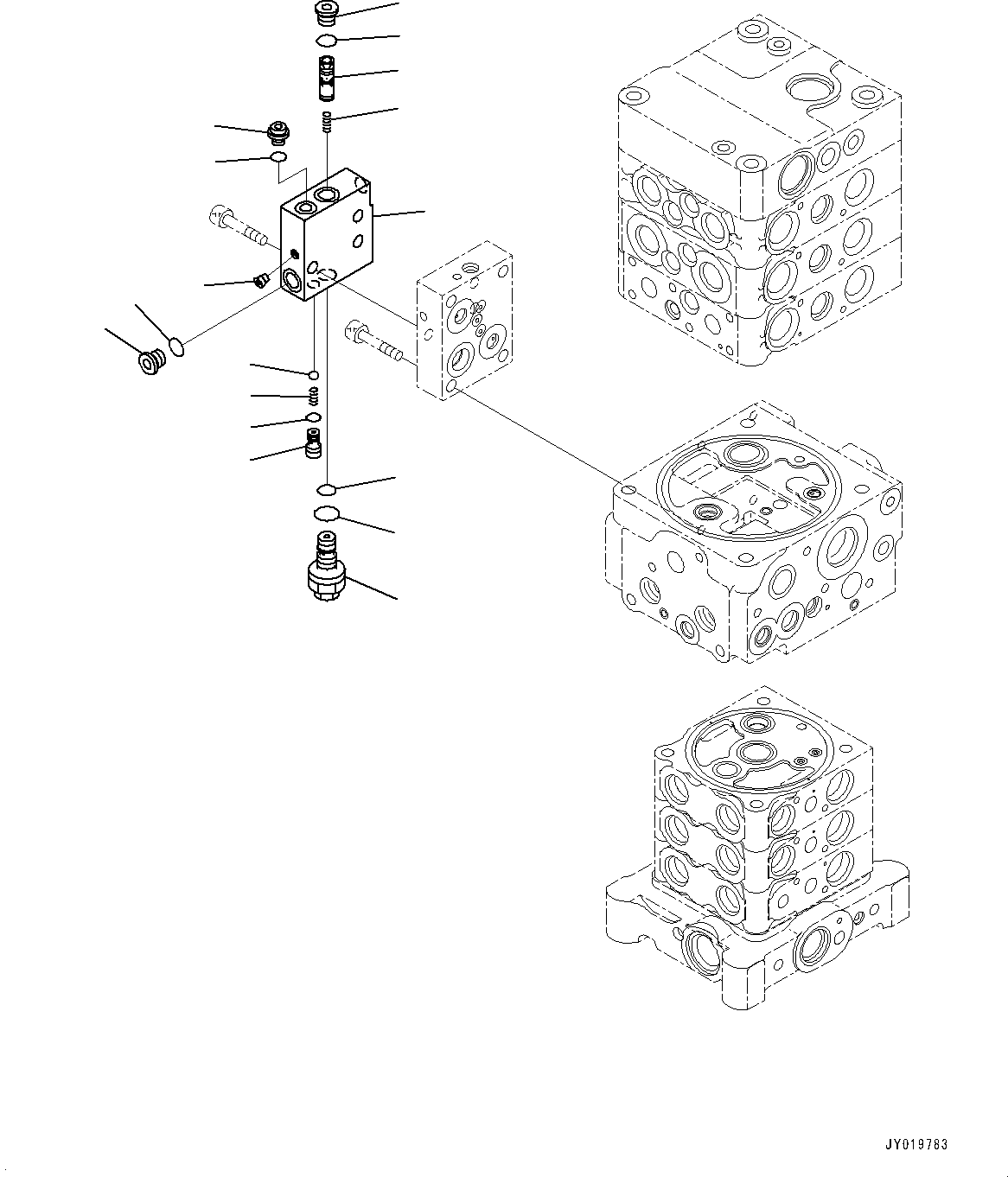 Excavators Komatsu / PC110-8M0 S/N DJD10001-up(KC_EB009) / CONTROL VALVE (WITHOUT 1-ADDITIONAL ACTUATOR PIPING, ACCUMULATOR) (6-SPOOL) (24/24)(|H00071 : |H00071)