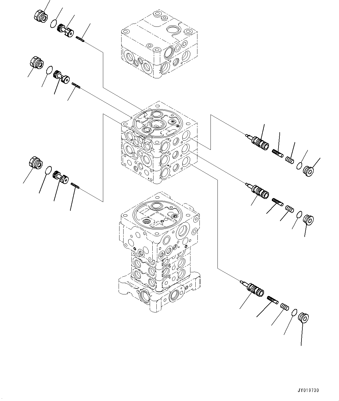 Excavators Komatsu / PC110-8M0 S/N DJD10001-up(KC_EB009) / CONTROL VALVE (WITH 1-SERVICE VALVE) (7-SPOOL) (4/27)(|H00082 : |H00082)