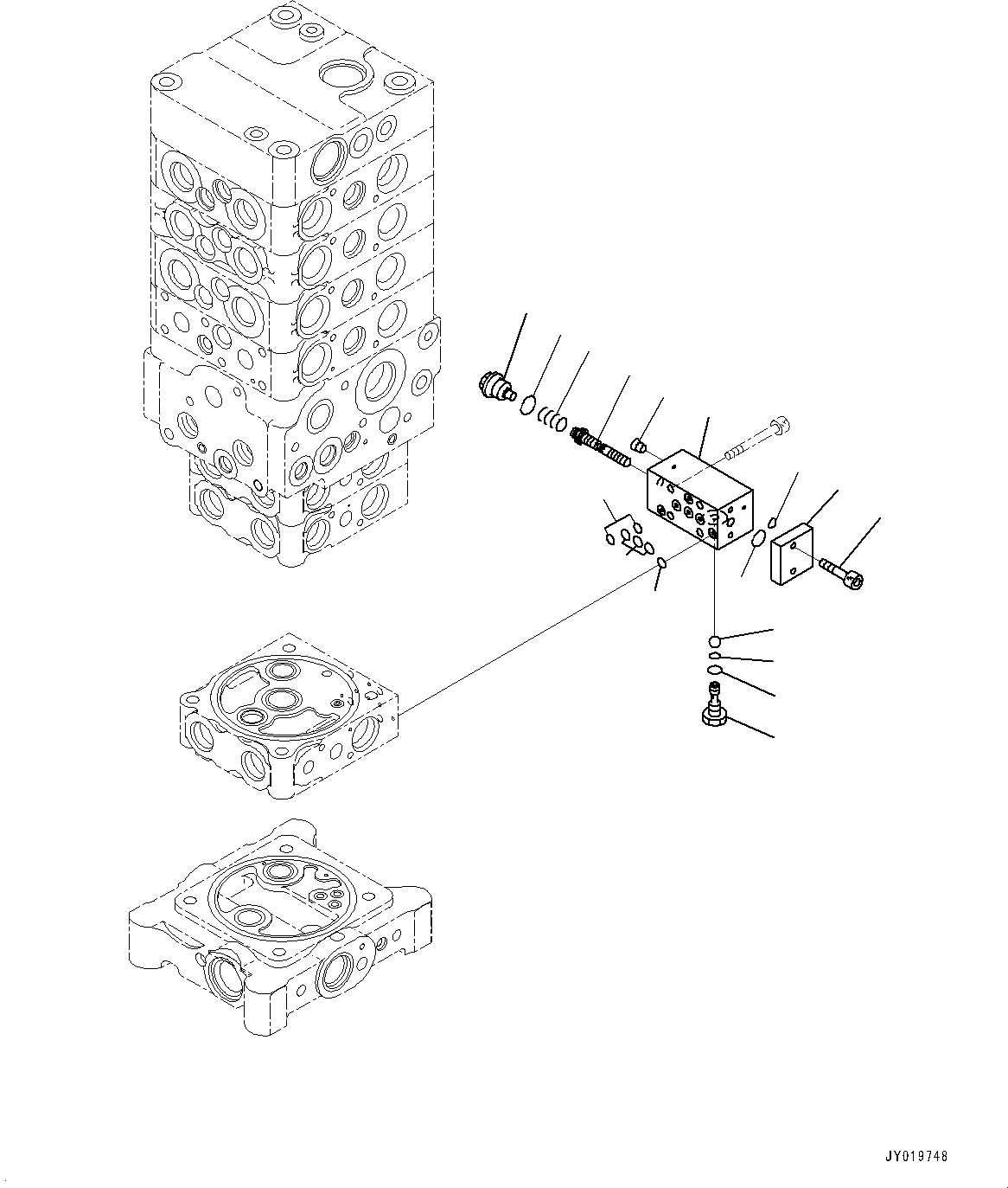 Excavators Komatsu / PC110-8M0 S/N DJD10001-up(KC_EB009) / CONTROL VALVE (WITH 1-SERVICE VALVE) (7-SPOOL) (22/27)(|H00100 : |H00100)