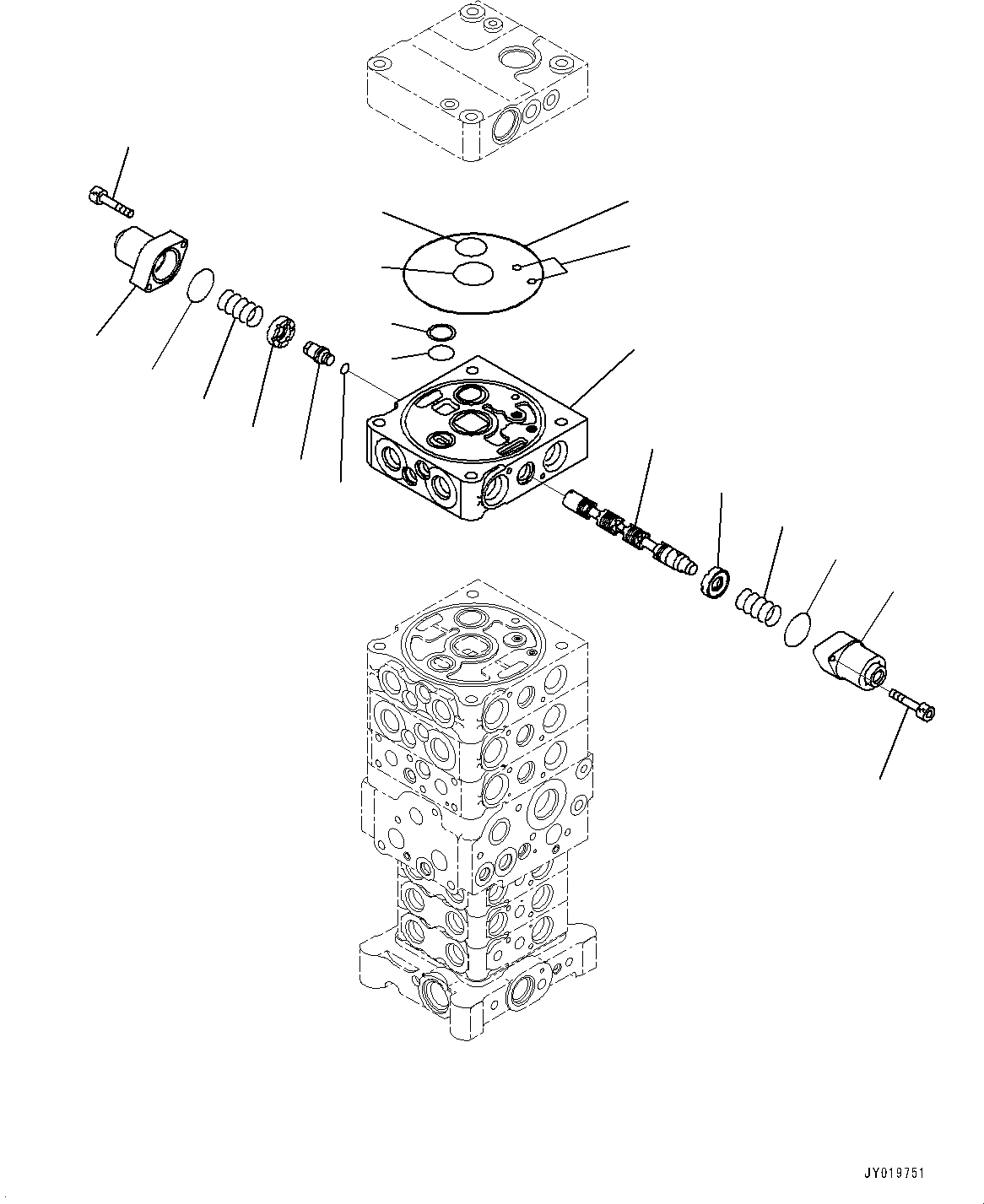 Excavators Komatsu / PC110-8M0 S/N DJD10001-up(KC_EB009) / CONTROL VALVE (WITH 1-SERVICE VALVE) (7-SPOOL) (25/27)(|H00103 : |H00103)