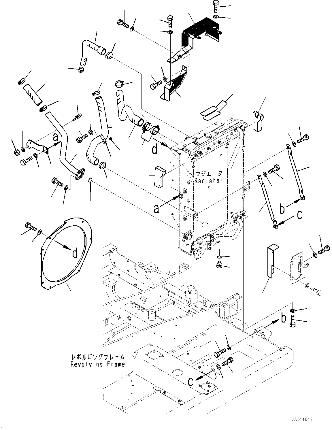Excavators Komatsu / PC130-8M0 S/N DJE10001-up(KC_EB010) / COOLING SYSTEM (FAN GUARD AND AFTERCOOLER PIPING)(|C00022 : |C00022)