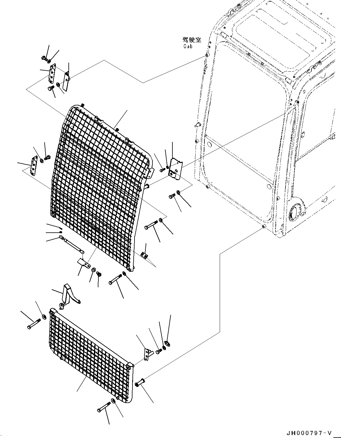 Excavators Komatsu / PC130-8M0 S/N DJE10001-up(KC_EB010) / FRONT GUARD (EC REGULATION LV1)(|K00192 : |K00192)