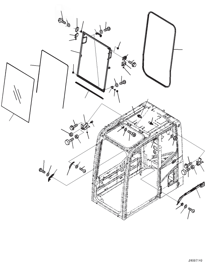 Excavators Komatsu / PC130-8M0 S/N DJE10001-up(KC_EB010) / CAB AND FLOOR FRAME GROUP (WITH 1-ADDITIONAL ACTUATOR PIPING, ACCUMULATOR) (FRONT WINDOW)(|K00266 : |K00266)