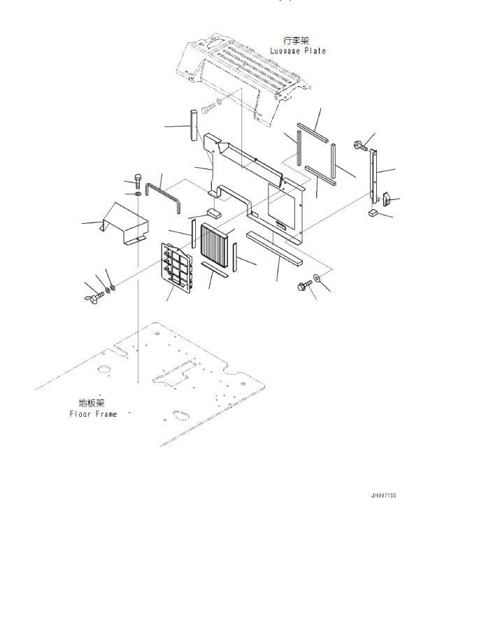 Excavators Komatsu / PC130-8M0 S/N DJE10001-up(KC_EB010) / CAB AND FLOOR FRAME GROUP (WITH 1-ADDITIONAL ACTUATOR PIPING, ACCUMULATOR) (CAB IN PARTS, PARTITION AND RECIRCULATION AIR FILTER(|K00284 : |K00284)