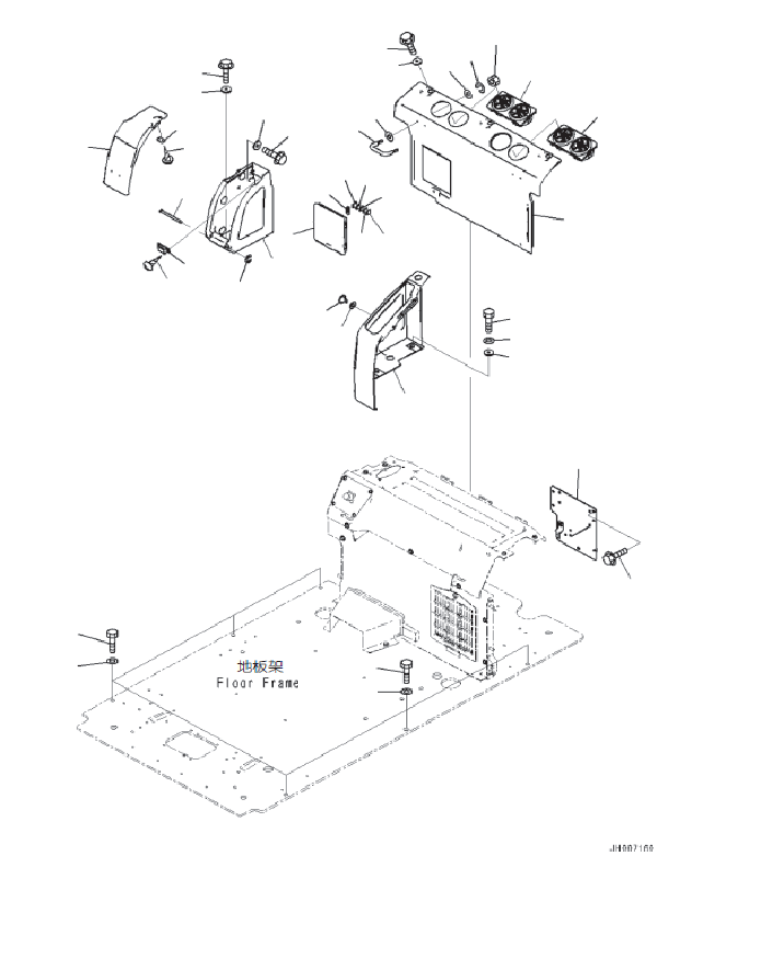 Excavators Komatsu / PC130-8M0 S/N DJE10001-up(KC_EB010) / CAB AND FLOOR FRAME GROUP (WITHOUT 1-ADDITIONAL ACTUATOR PIPING, ACCUMULATOR) (CAB IN PARTS, REAR COVER)(|K00231 : |K00231)