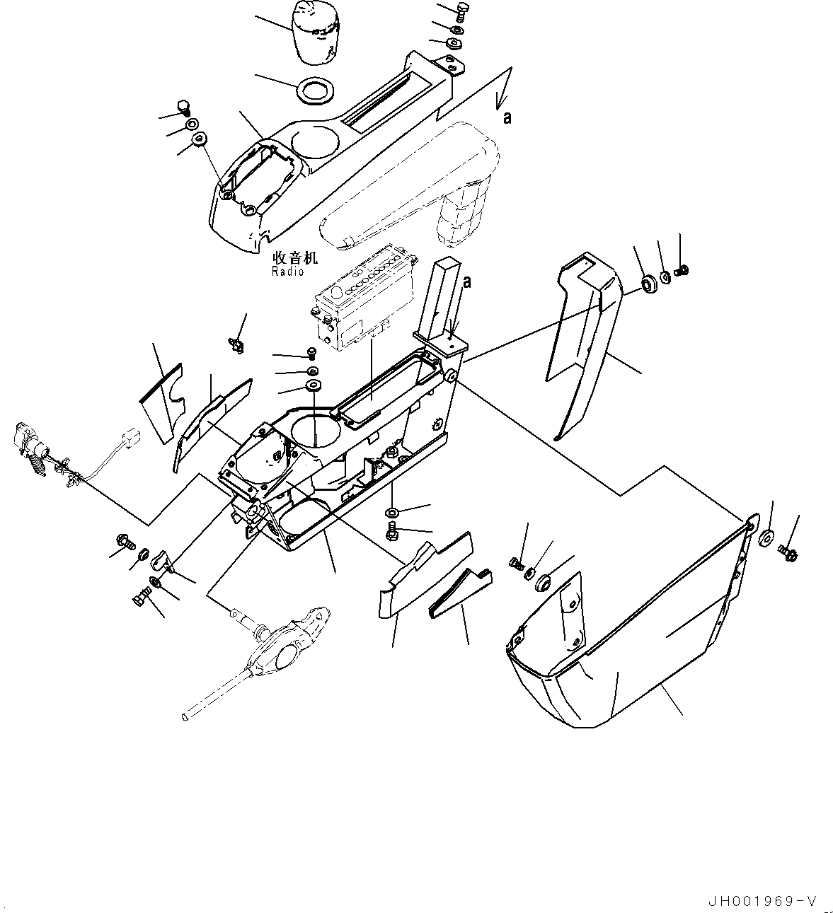 Excavators Komatsu / PC130-8M0 S/N DJE10001-up(KC_EB010) / CAB AND FLOOR FRAME GROUP (WITH 1-ADDITIONAL ACTUATOR PIPING, ACCUMULATOR) (FLOOR, CONSOLE, L.H.)(|K00302 : |K00302)