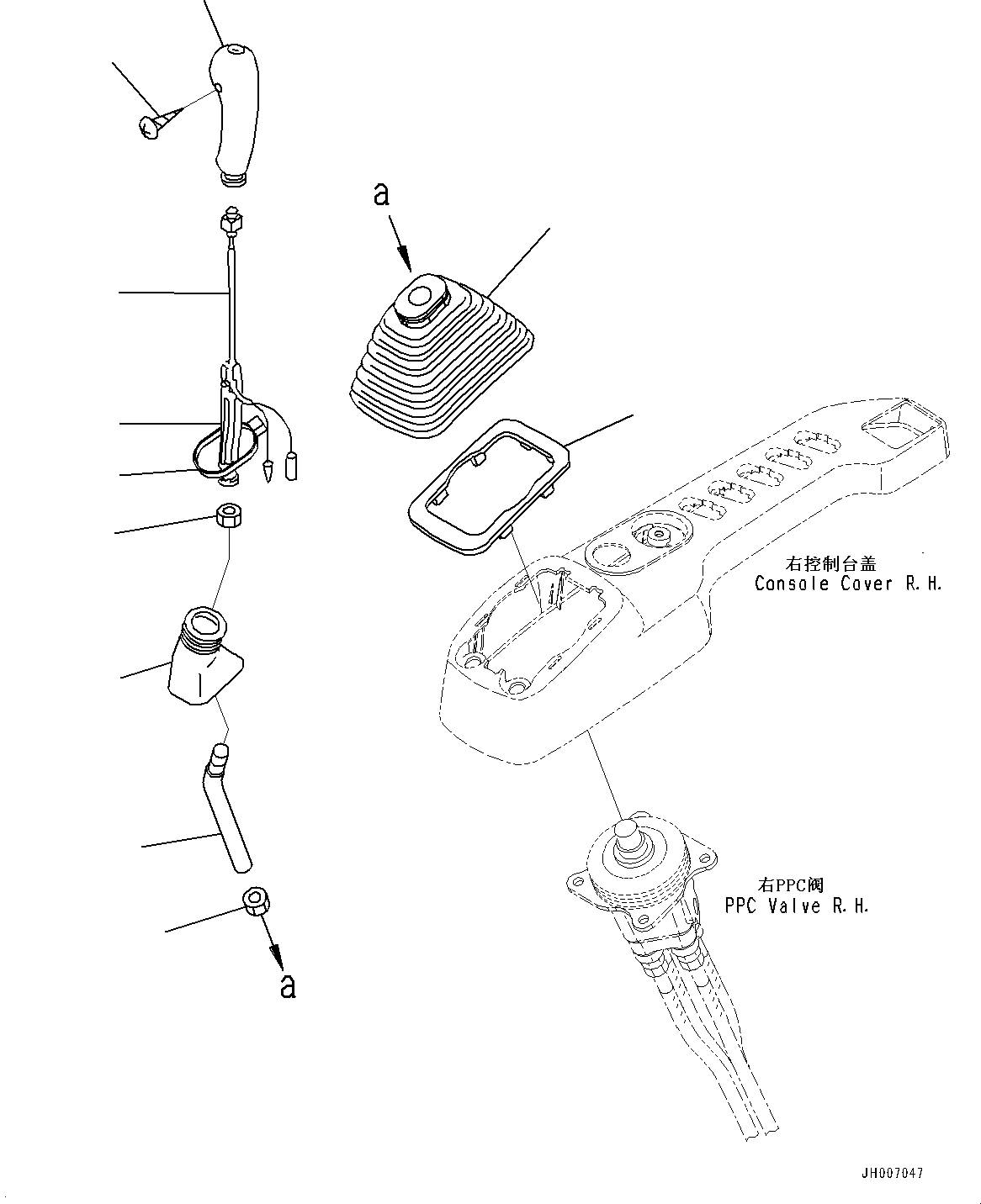 Excavators Komatsu / PC130-8M0 S/N DJE10001-up(KC_EB010) / CAB AND FLOOR FRAME GROUP (WITHOUT 1-ADDITIONAL ACTUATOR PIPING, ACCUMULATOR) (FLOOR, WORK EQUIPMENT CONTROL LEVER, R.H.)(|K00248 : |K00248)