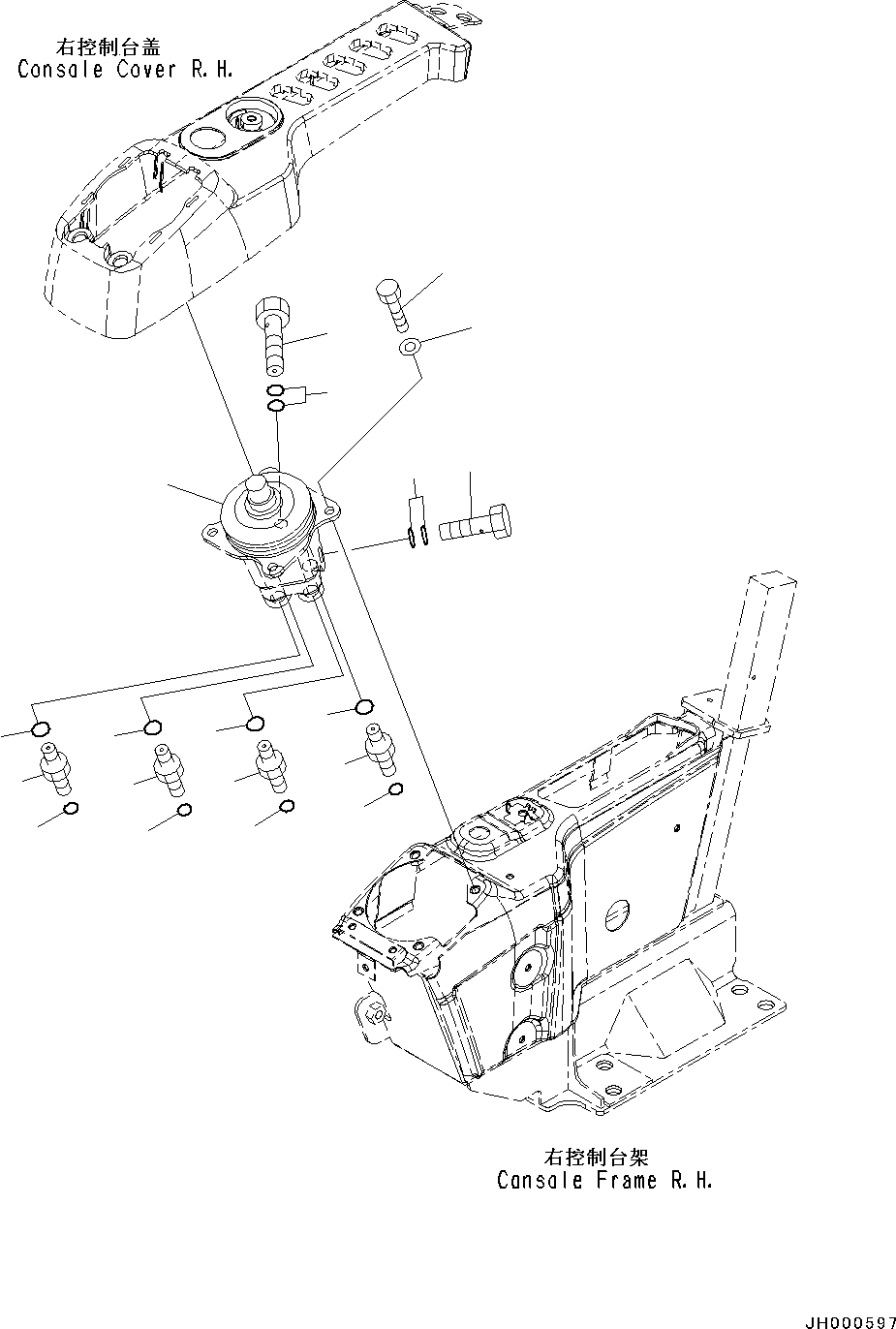 Excavators Komatsu / PC130-8M0 S/N DJE10001-up(KC_EB010) / CAB AND FLOOR FRAME GROUP (WITH 1-ADDITIONAL ACTUATOR PIPING, ACCUMULATOR) (FLOOR, PPC VALVE MOUNTING FOR WORK EQUIPMENT, R.H.)(|K00307 : |K00307)
