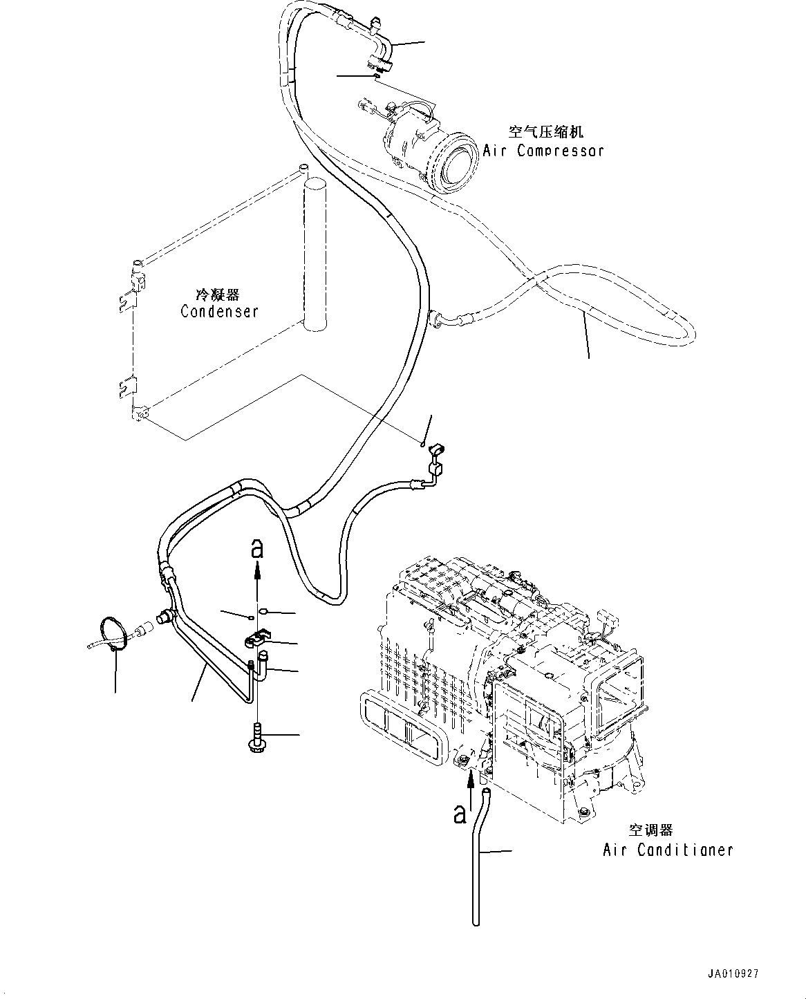 Excavators Komatsu / PC130-8M0 S/N DJE10001-up(KC_EB010) / CAB AND FLOOR FRAME GROUP (WITHOUT 1-ADDITIONAL ACTUATOR PIPING, ACCUMULATOR) (AIR CONDITIONER PIPING)(|K00258 : |K00258)