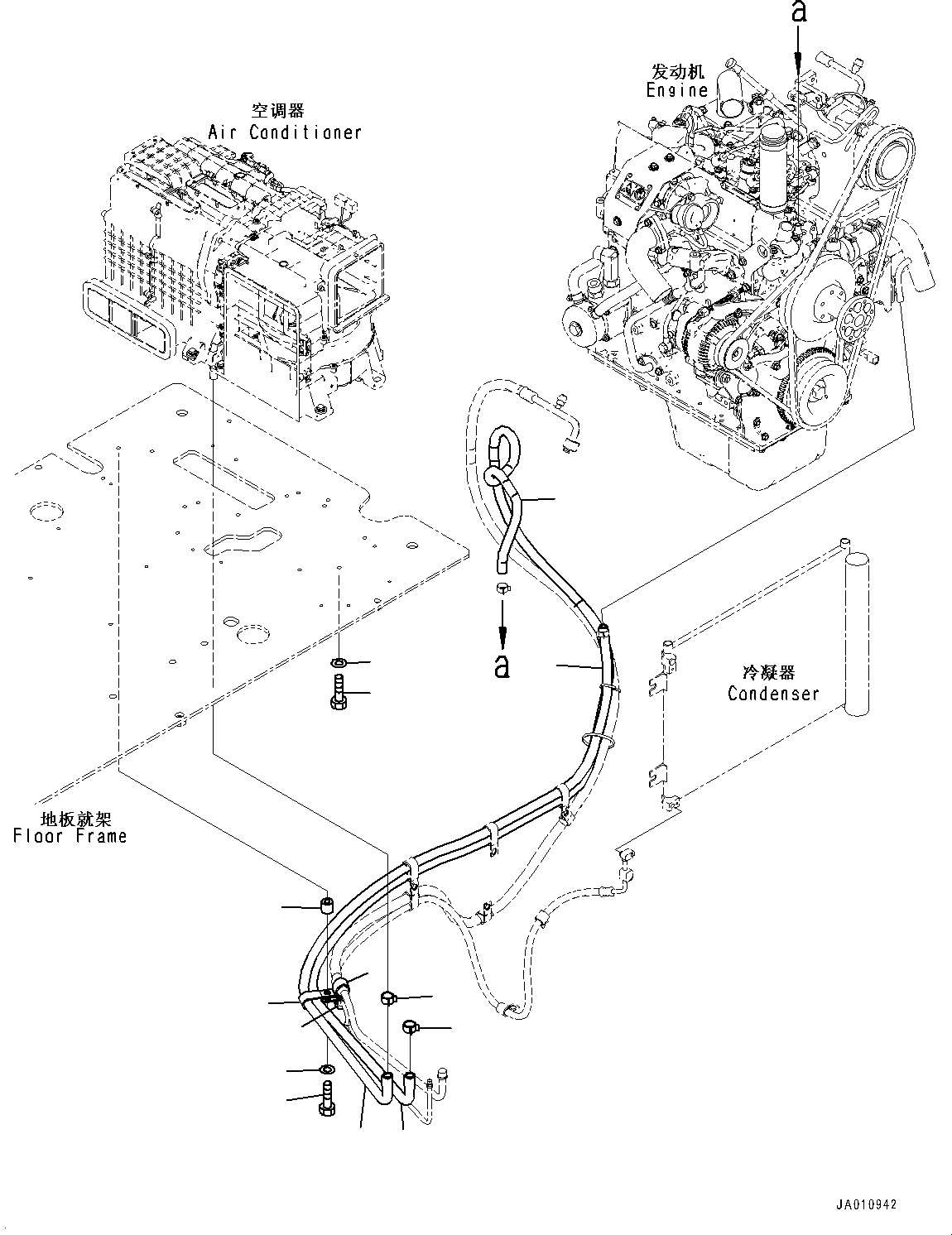 Excavators Komatsu / PC130-8M0 S/N DJE10001-up(KC_EB010) / CAB AND FLOOR FRAME GROUP (WITHOUT 1-ADDITIONAL ACTUATOR PIPING, ACCUMULATOR) (HEATER PIPING)(|K00259 : |K00259)