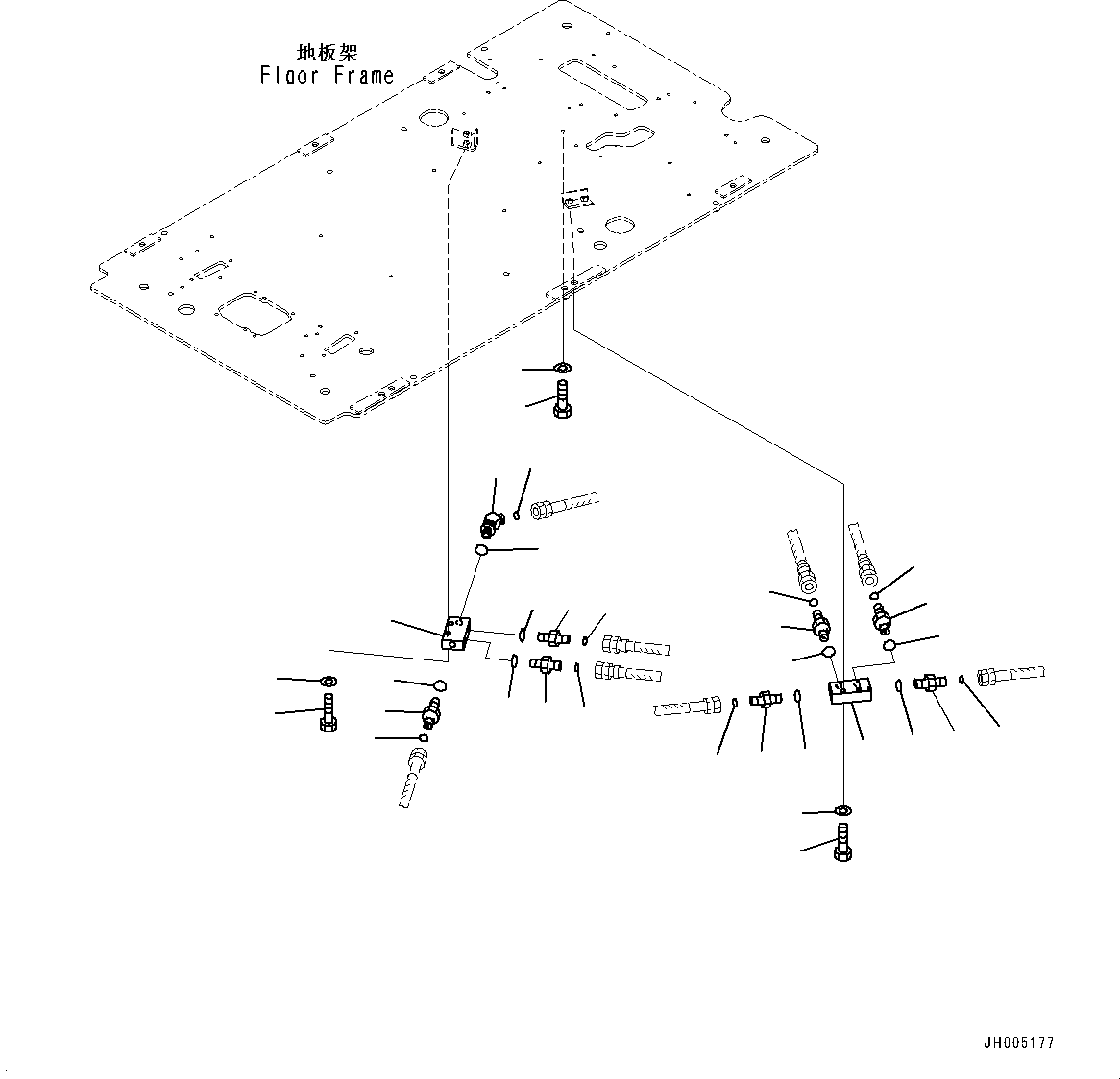 Excavators Komatsu / PC130-8M0 S/N DJE10001-up(KC_EB010) / CAB AND FLOOR FRAME GROUP (WITHOUT 1-ADDITIONAL ACTUATOR PIPING, ACCUMULATOR) (FLOOR, P, T BLOCK)(|K00263 : |K00263)