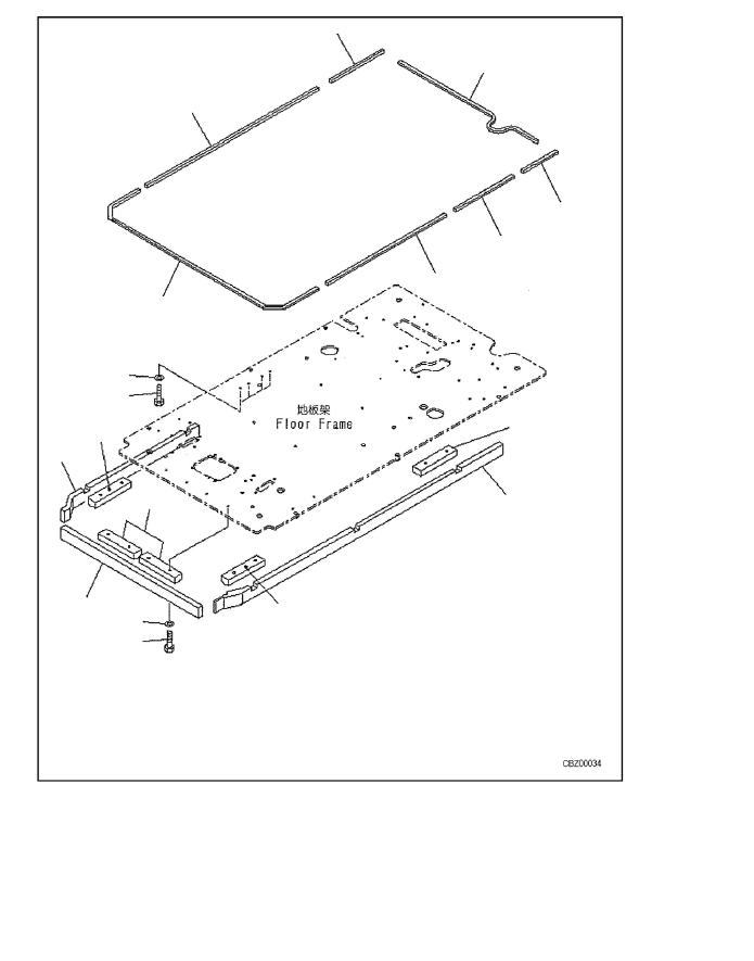 Excavators Komatsu / PC130-8M0 S/N DJE10001-up(KC_EB010) / CAB AND FLOOR FRAME GROUP (WITH 1-ADDITIONAL ACTUATOR PIPING, ACCUMULATOR) (FLOOR, SEAL)(|K00320 : |K00320)