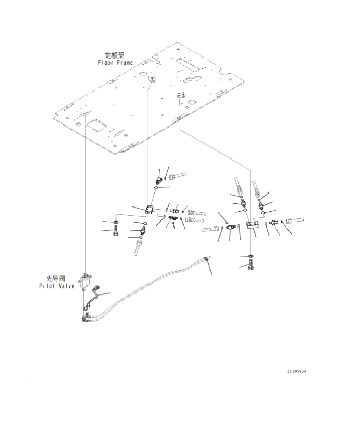 Excavators Komatsu / PC130-8M0 S/N DJE10001-up(KC_EB010) / CAB AND FLOOR FRAME GROUP (WITH 1-ADDITIONAL ACTUATOR PIPING, ACCUMULATOR) (FLOOR, P, T BLOCK)(|K00319 : |K00319)