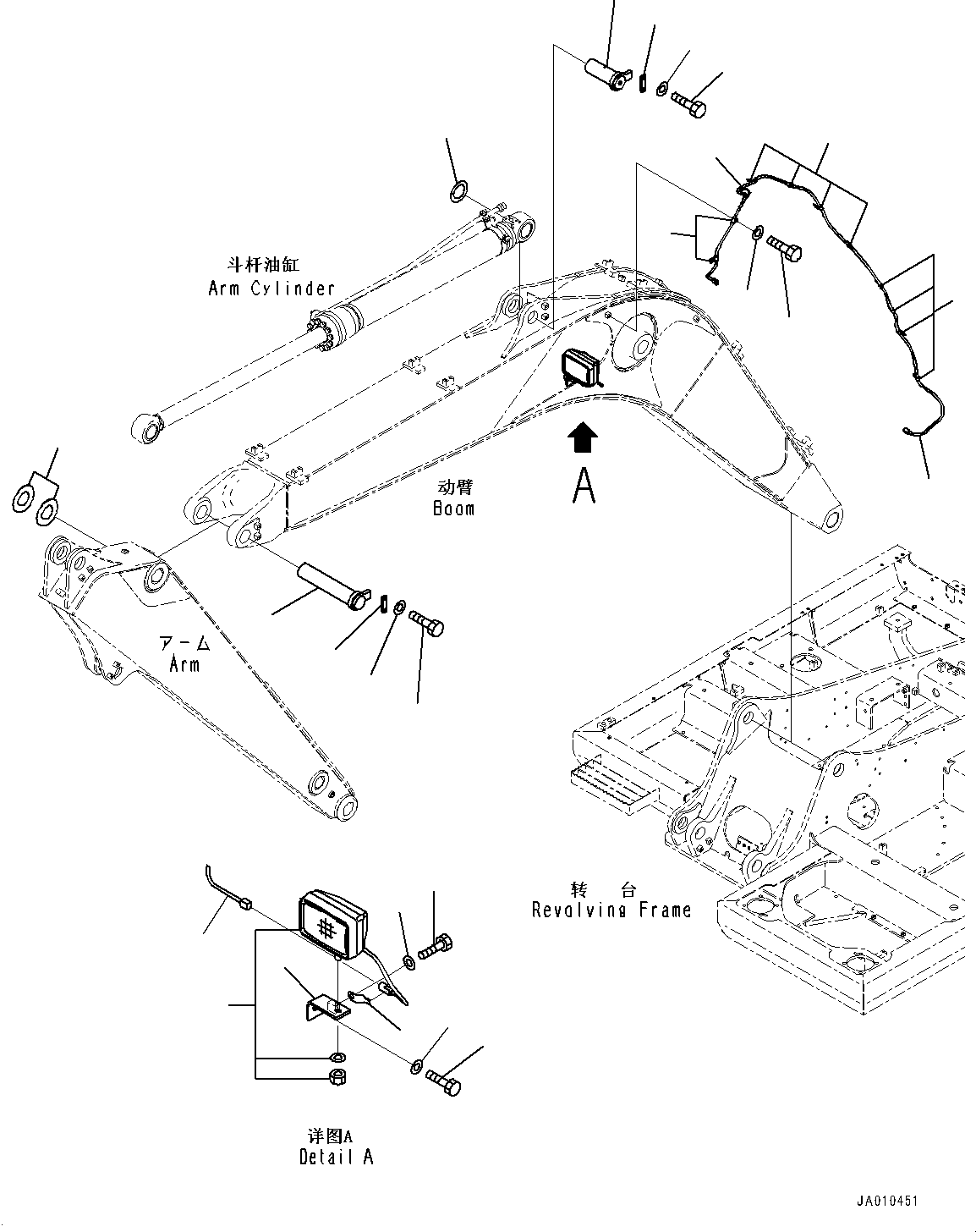 Excavators Komatsu / PC130-8M0 S/N DJE10001-up(KC_EB010) / BOOM (4600MM) (WORKING LAMP AND PIN)(|T00378 : |T00378)