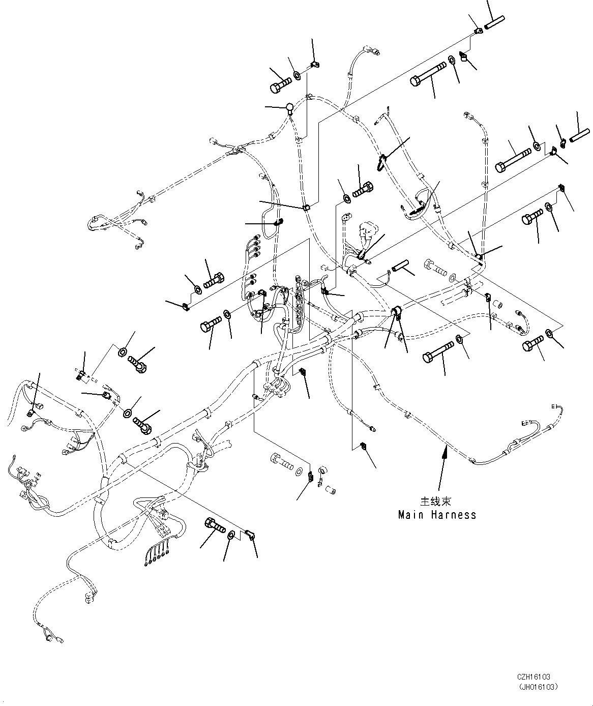 Excavators Komatsu / PC450-8 S/N DZCZ2001-up(KC_EB011) / ELECTRIC WIRING HARNESS (MAIN WIRING HARNESS CLAMP) (2/5)(|E00045 : |E00045)