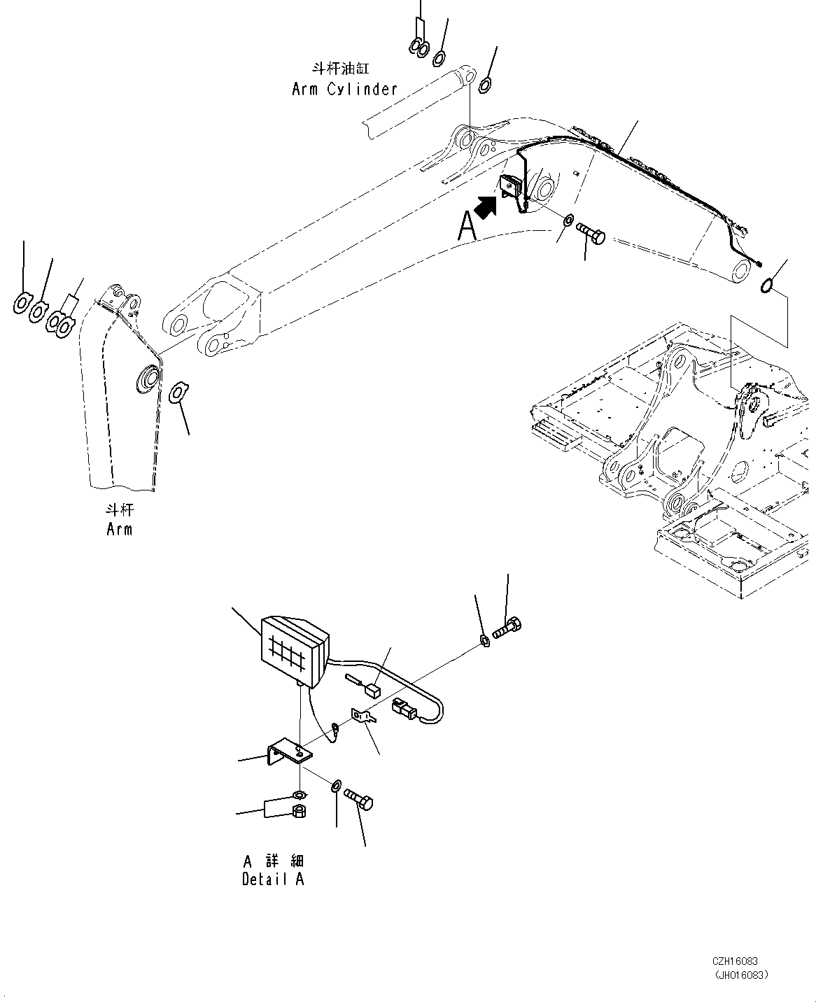 Excavators Komatsu / PC450-8 S/N DZCZ2001-up(KC_EB011) / BOOM (7000MM HEAVY DUTY TYPE) (WORKING LAMP AND SPACER)(|T00241 : |T00241)