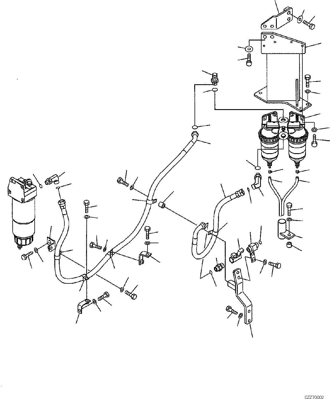 Excavators Komatsu / PC700LC-8E0 S/N DZCA0001-up(KC_EB016) / FUEL PIPING (BAD FUEL AND POOR FUEL SPECIFICATION, WATER+DUST) FUEL LINE (WATER SEPARATOR)(|D00036 : |D00036)